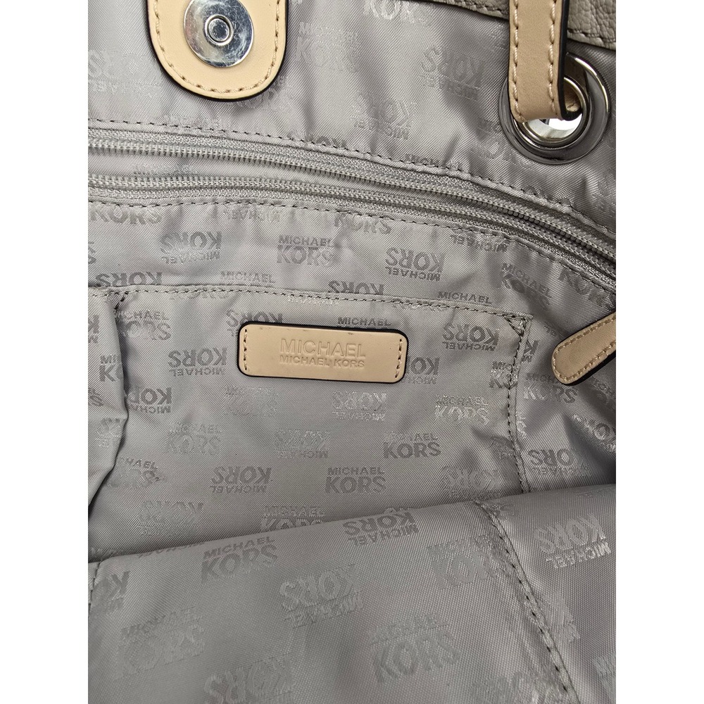 Michael Kors Bedford Gray Pebbled Leather Tote Shoulder Bag Silver Hardware - Picture 11 of 14